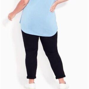 Avenue Women's Plus Size Stretch Girlfriend Fit Jeans Petite Tall in Black NWT